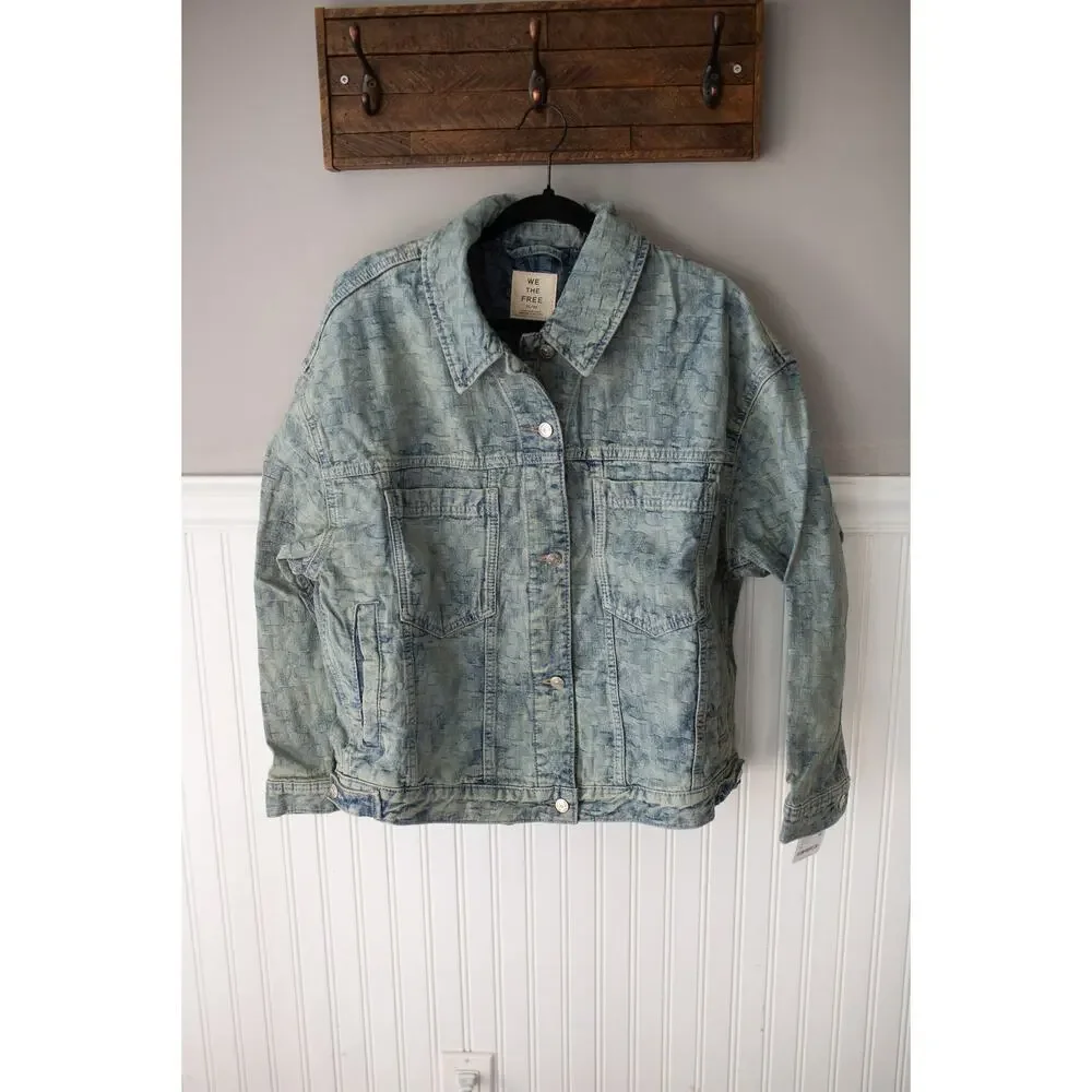 Free People We The Free Opal Swing Jacquard Denim Jacket XL